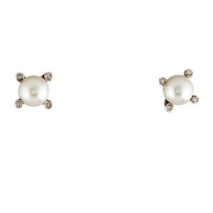David Yurman sterling, pearl with small diamond accent studs.